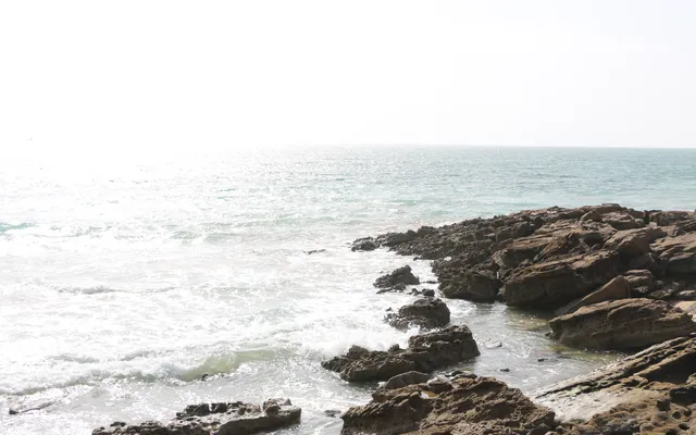 The Atlantic cliffs of the Moroccan coast — between Imsouane and Taghazout, a string of rocky points catches the winter swell